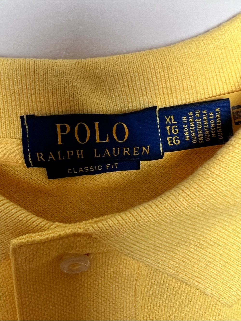 Polo Ralph Lauren Yellow Polo short sleeve blue embroidered pony XL classic fit - Picture 2 of 6